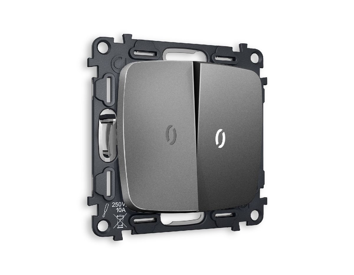 Комплект механизма 2-кл выключателя с подсветкой Ambrella Volt Omega MO654015 в Санкт-Петербурге