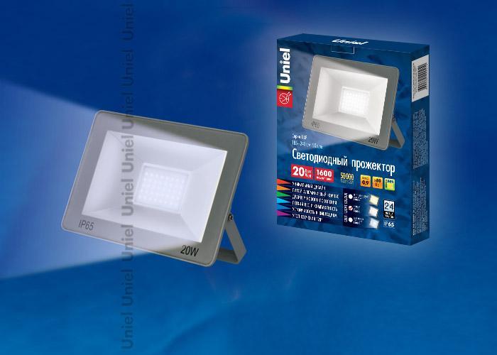 Прожектор светодиодный (UL-00001845) Uniel 20W 6000K ULF-F15-20W/DW IP65 185-240В Silver в Санкт-Петербурге