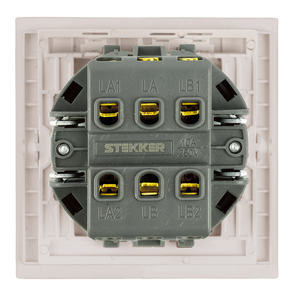 Переключатель перекрестный 1-клавишный (механизм) Stekker Мия 250В 10А RSW10-3110-08 пудровый жемчуг 50570 в Санкт-Петербурге