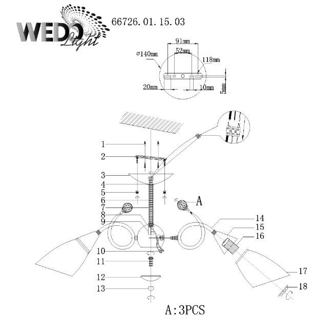 Люстра на штанге Wedo Light Brava 66726.01.15.03 в Санкт-Петербурге