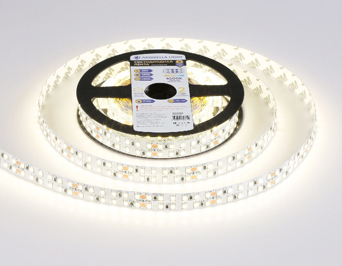 Светодиодная лента двухрядная Ambrella Light LED Strip 24В 2835 24Вт/м 4500K 5м IP20 GS3702 в Санкт-Петербурге