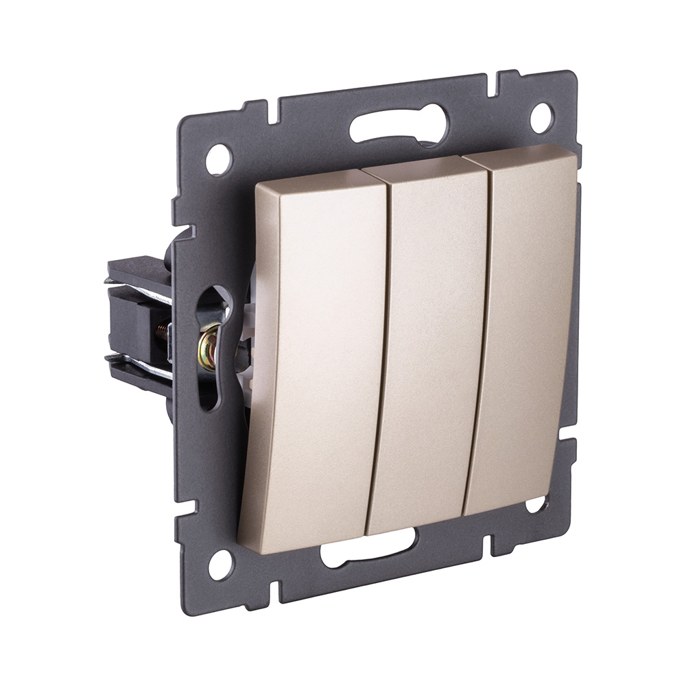 Выключатель 3-клавишный 10А/250В, изогнутый, золотой Kollinger REA-R-012GD для Aspekt, Eleganz, Reflex в Санкт-Петербурге