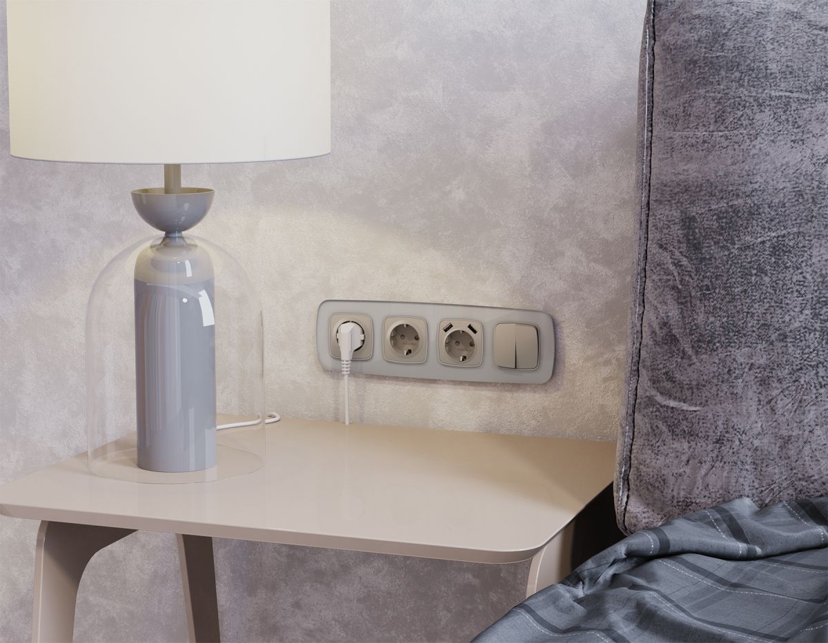 Комплект механизма 2-клавишного перекрестного выключателя Ambrella Volt 10A-250V OMEGA MO363030 Серо-бежевый матовый QUANT (OP3630, VM125) в Санкт-Петербурге