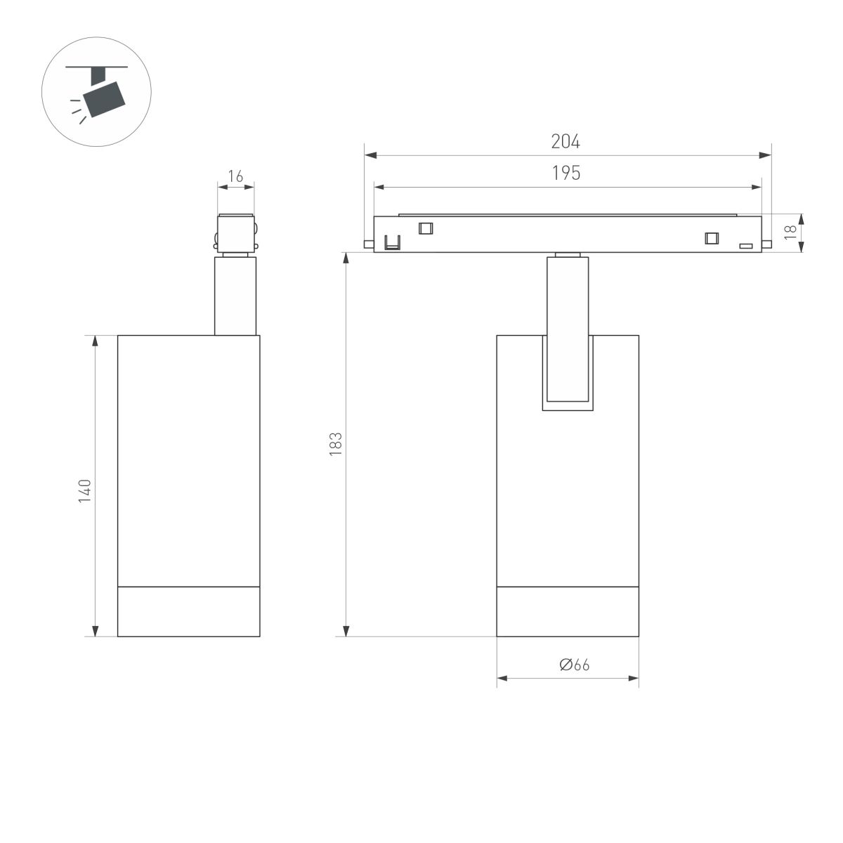 Трековый магнитный светильник Arlight MAG-ORIENT-SPOT-R65-20W Day4000 (Черный, 24 deg, 48V, DALI) (IP20 Металл) 033628(1) в Санкт-Петербурге