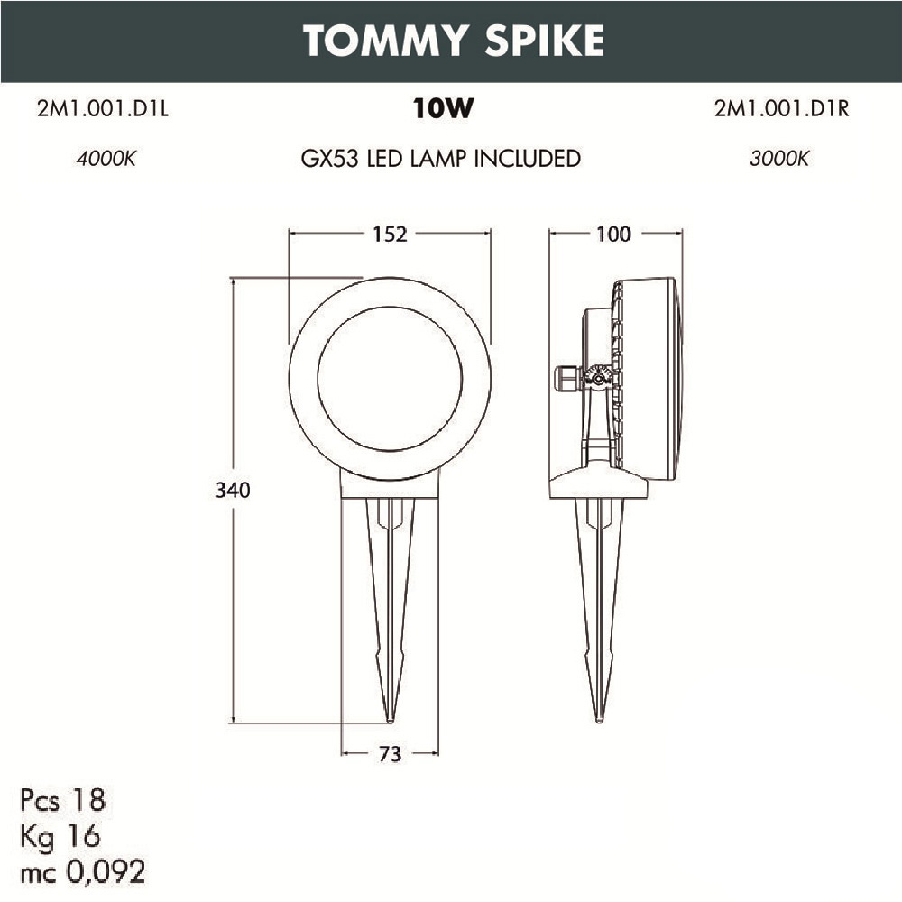 Ландшафтный светодиодный светильник Fumagalli Tommy Spike 2M1.001.000.WXD1L в Санкт-Петербурге