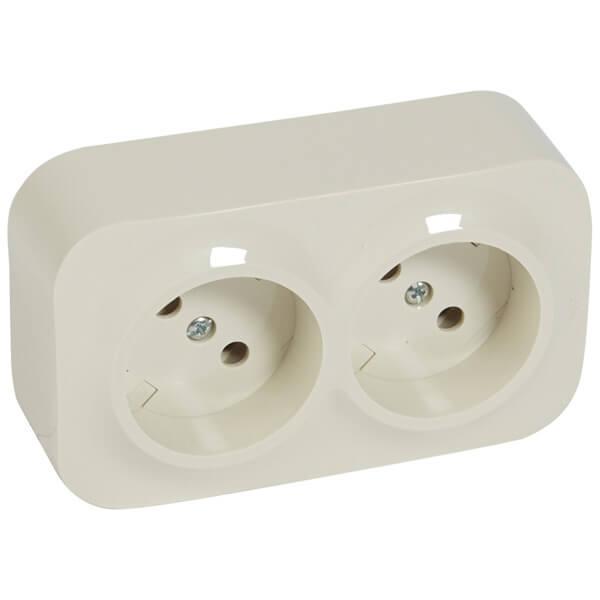 Розетка 2х2К Legrand Quteo 16A 250V б/з слоновая кость 782242 в Санкт-Петербурге
