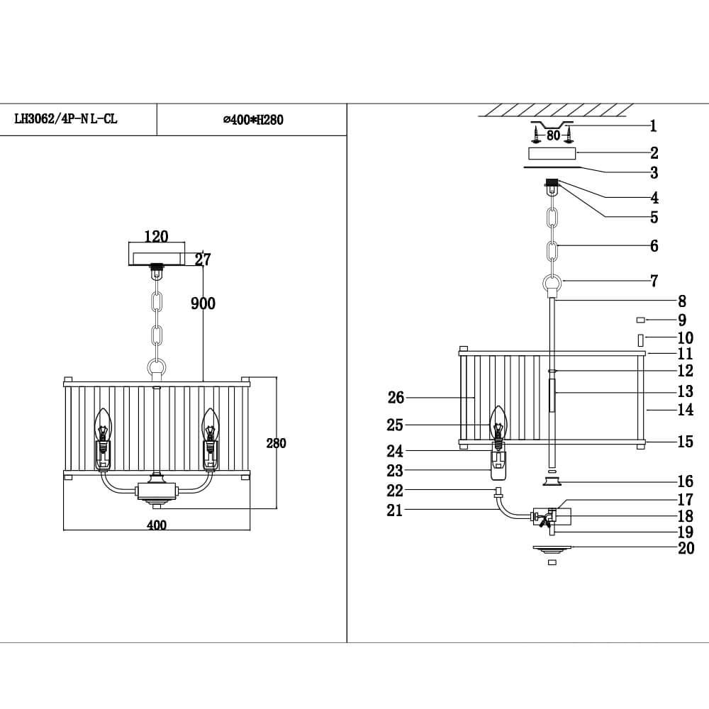 Подвесная люстра Lumien Hall Lenora LH3062/4P-NL-CL в Санкт-Петербурге