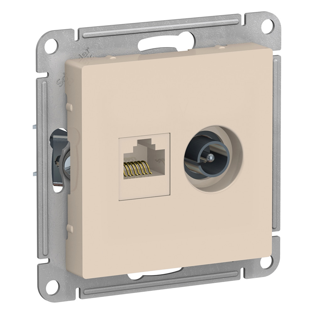 Розетка компьютерная двойная RJ45+TV Systeme Electric AtlasDesign Беж ATN000289 в Санкт-Петербурге