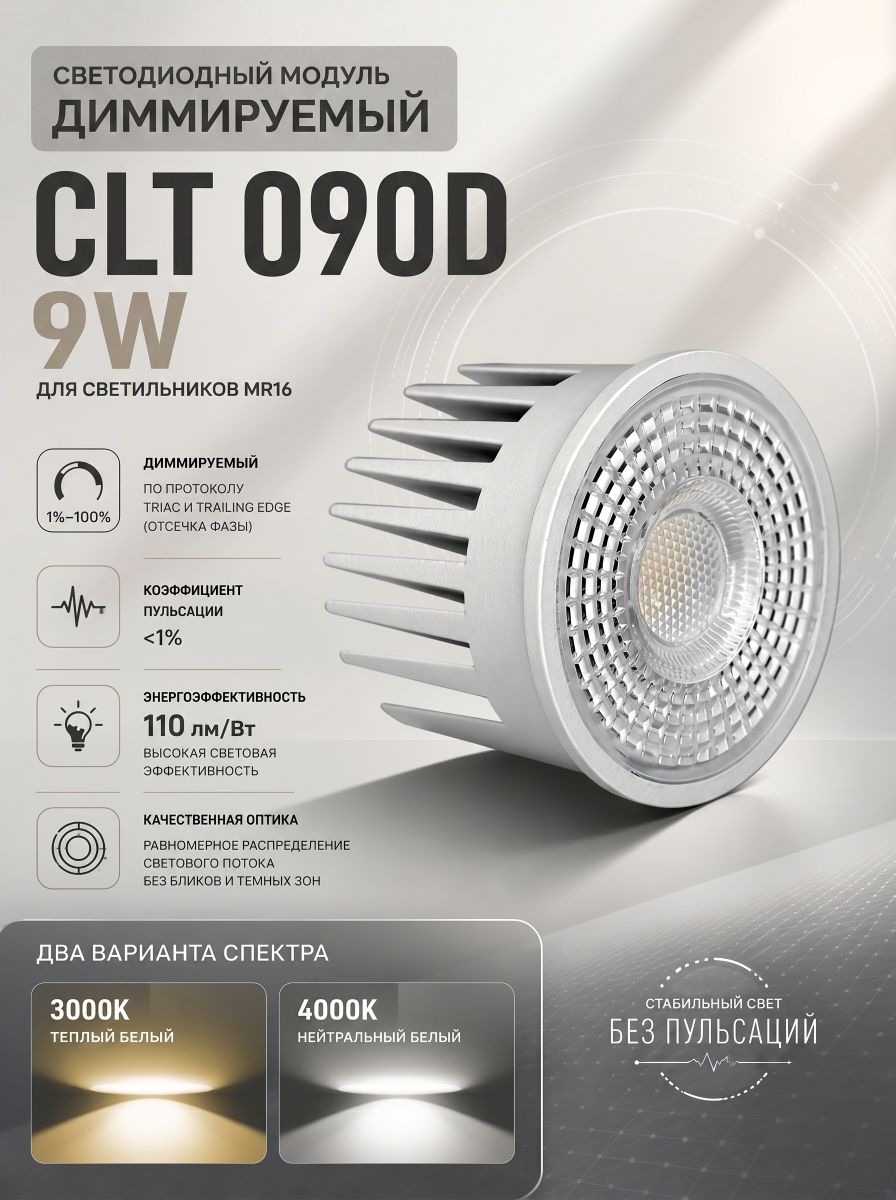 Светодиодный модуль Crystal Lux CLT 090D 9W 4000K WH в #REGION_NAME_DECLINE_PP#