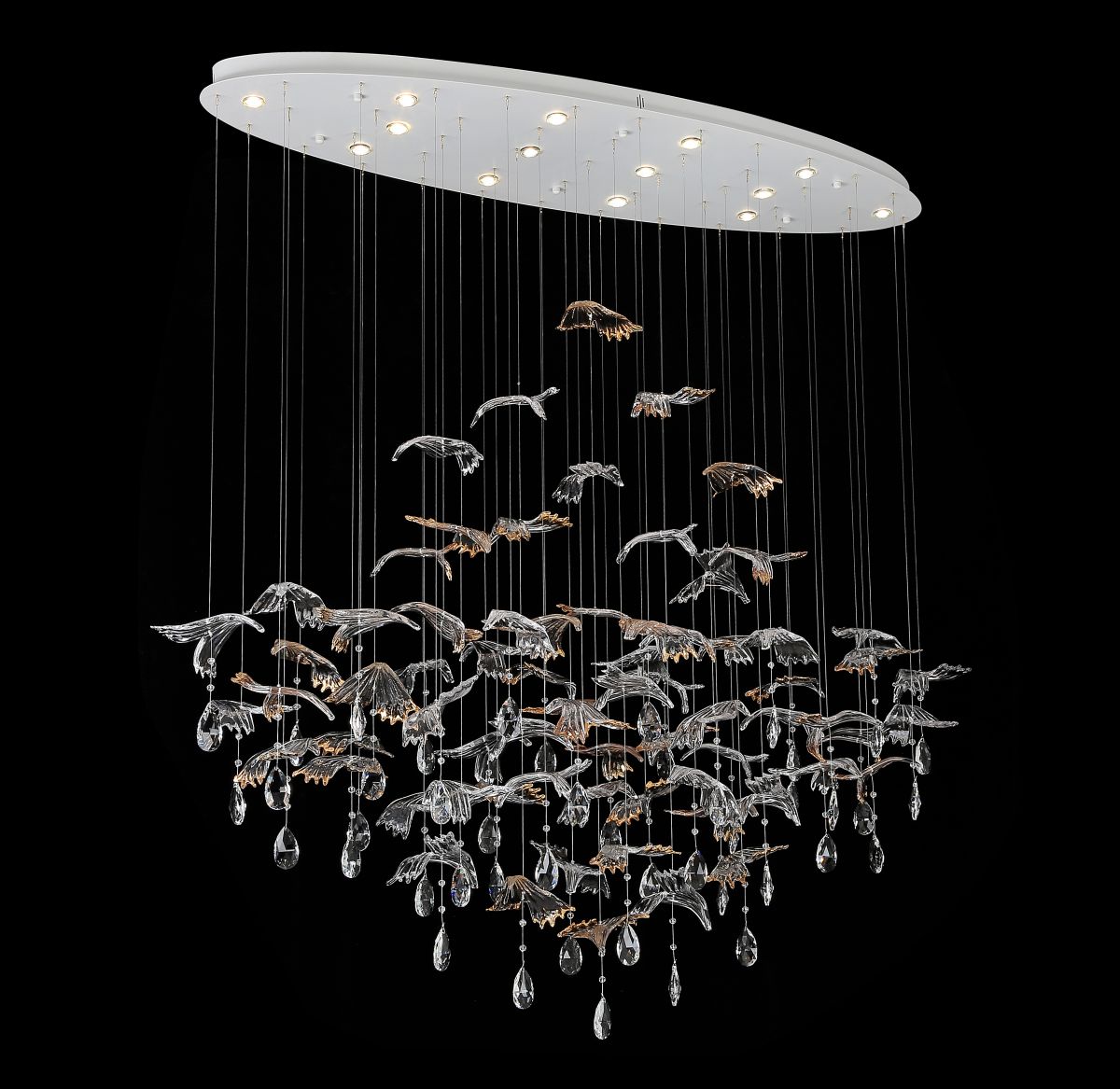 Подвесная люстра Newport 8220/140 С oval chrome, silver glass М0071480 в Санкт-Петербурге