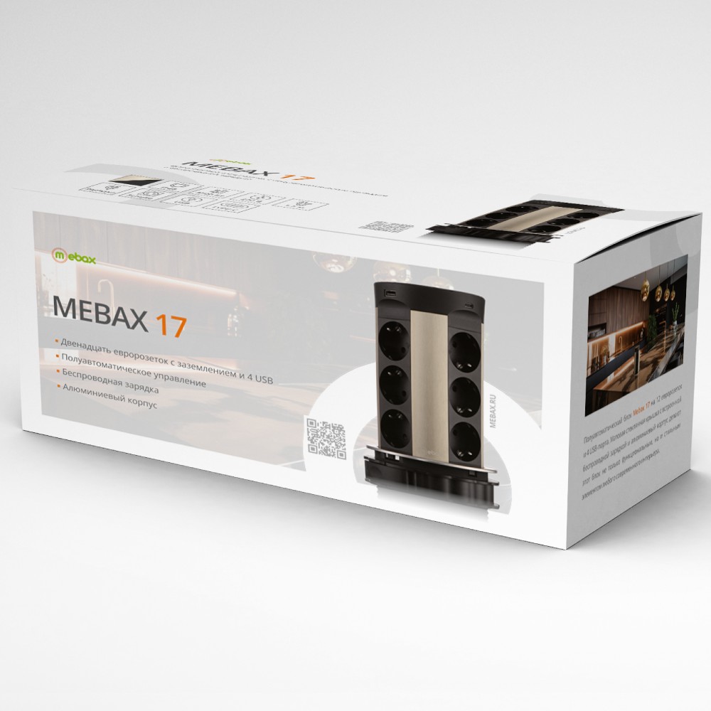 Блок розеток 17 (12 секций и USB type A+C) беспроводная зарядка Mebax 00-00002599 в Санкт-Петербурге