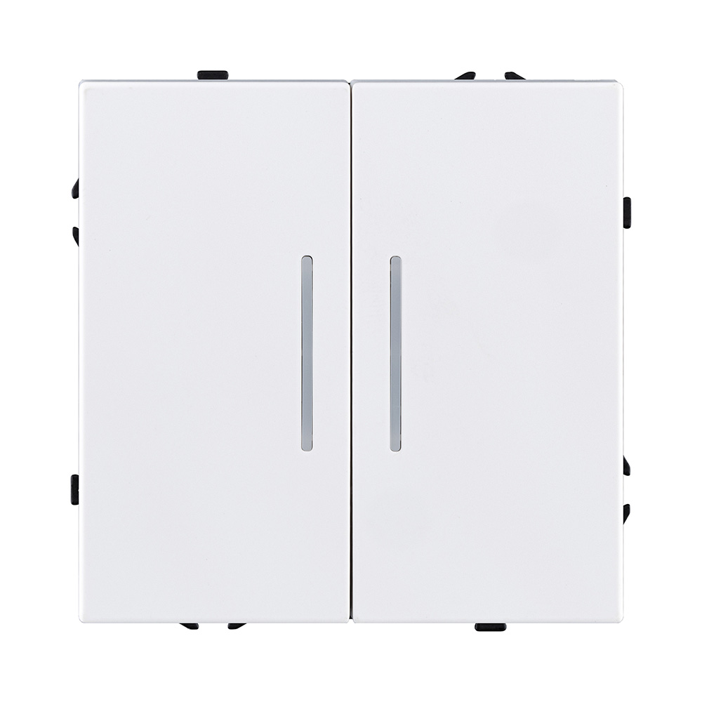 Выключатель 2-клавишный 10А/250В с LED подсветкой, белый матовый Kollinger Eclipse EC-010WH в #REGION_NAME_DECLINE_PP#