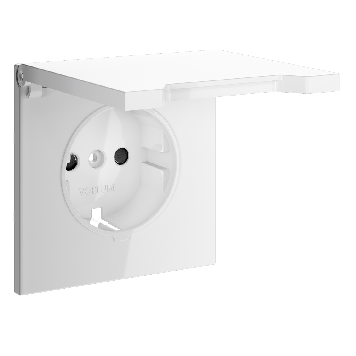 Накладка для розетки с заземлением, защитными шторками и крышкой Voltum S70 (белый глянцевый) VLS000801 в Санкт-Петербурге