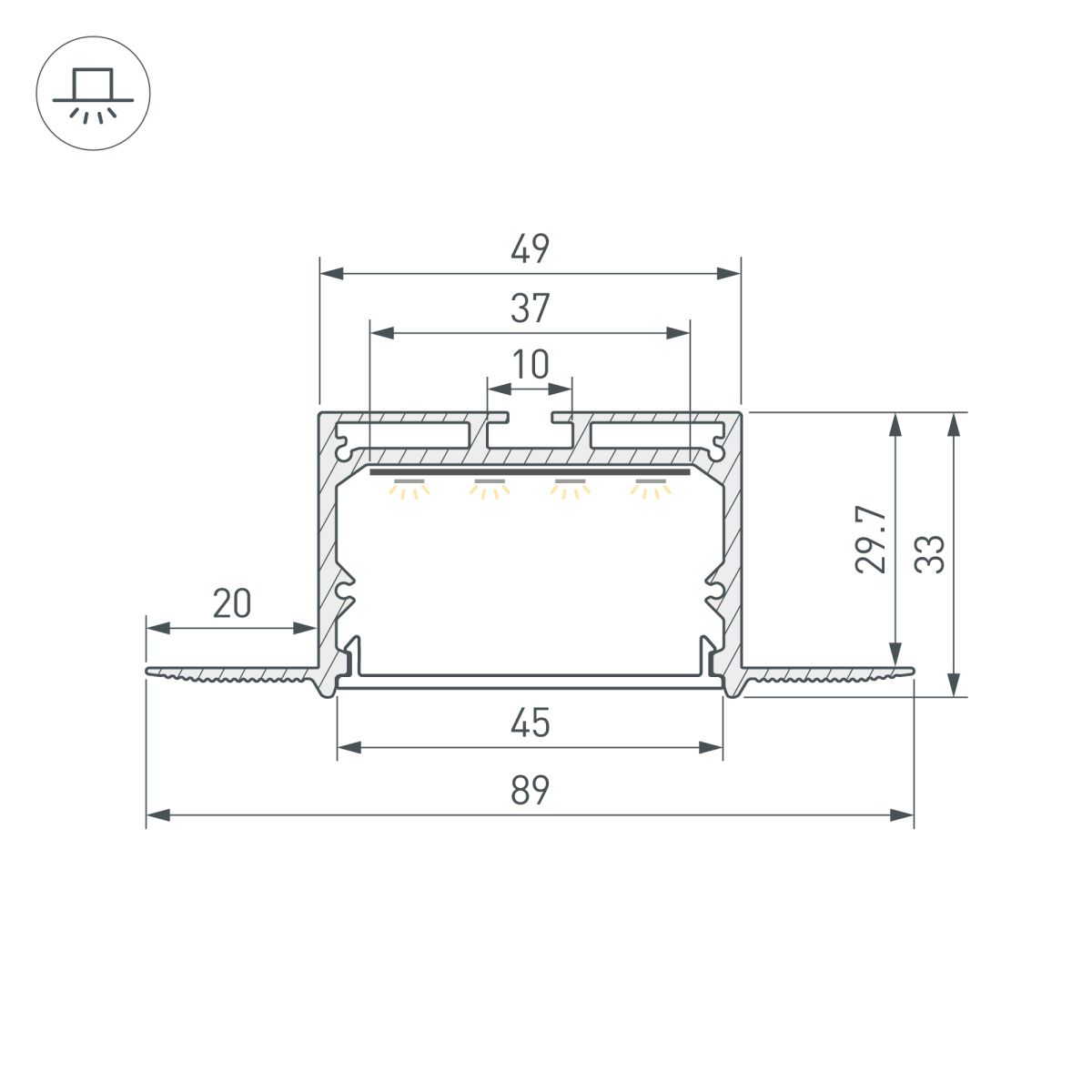 Профиль для гкл Arlight LINIA45-FANTOM-2000 ANOD (Алюминий) 059412 в Санкт-Петербурге