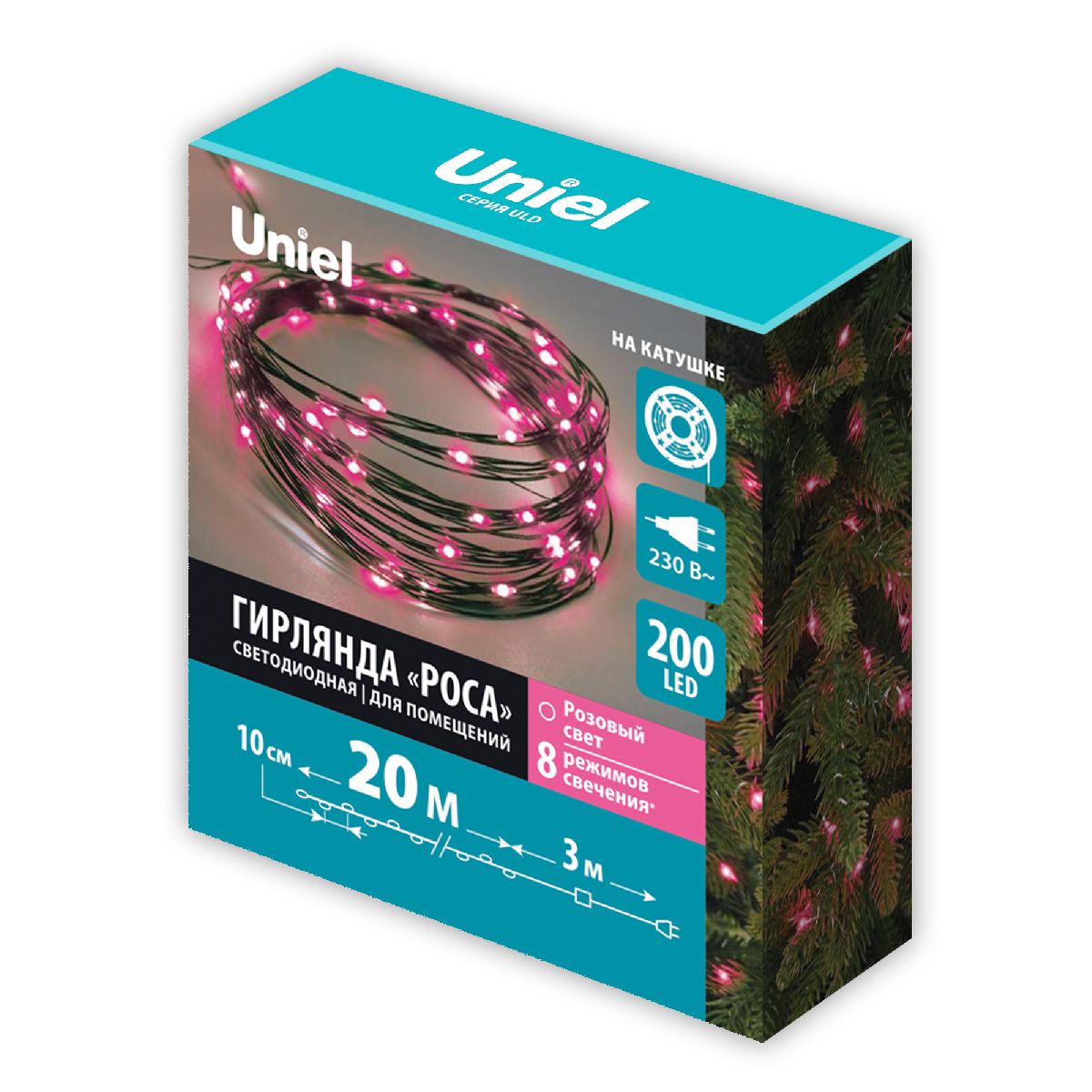 Гирлянда Роса Uniel ULD-S2000-200/DGA PINK IP20 DEW UL-00012081 в Санкт-Петербурге