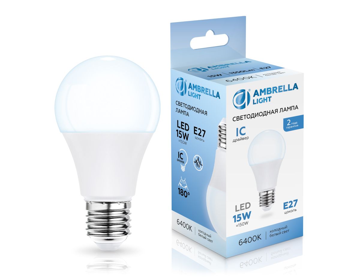 Светодиодная лампа Ambrella Light Bulbing E27 15W 6400K 601506 в Санкт-Петербурге