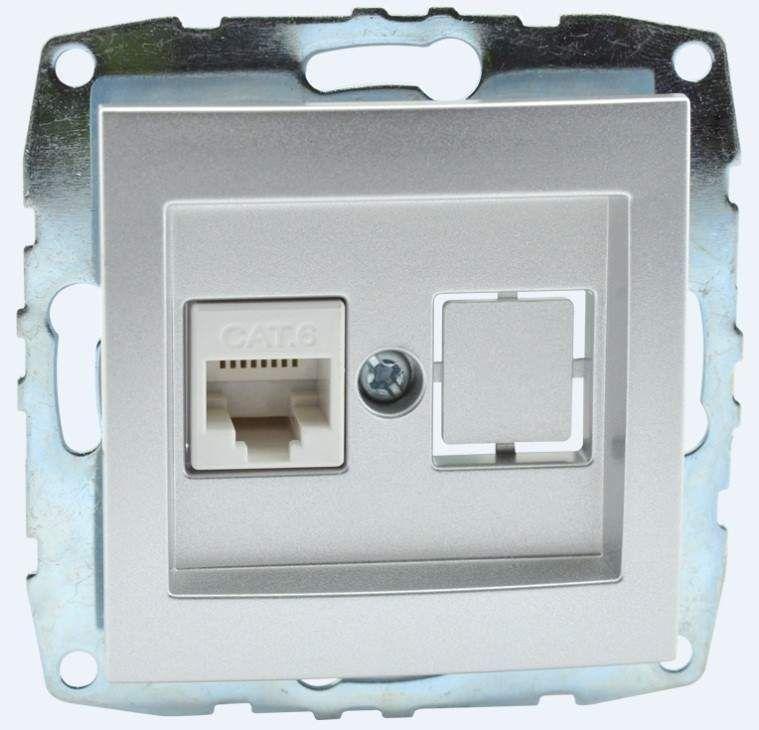 Розетка компьютерная Rj45 Cat6 Mono Electric Despina-Larissa серебро 500-002105-125 в Санкт-Петербурге