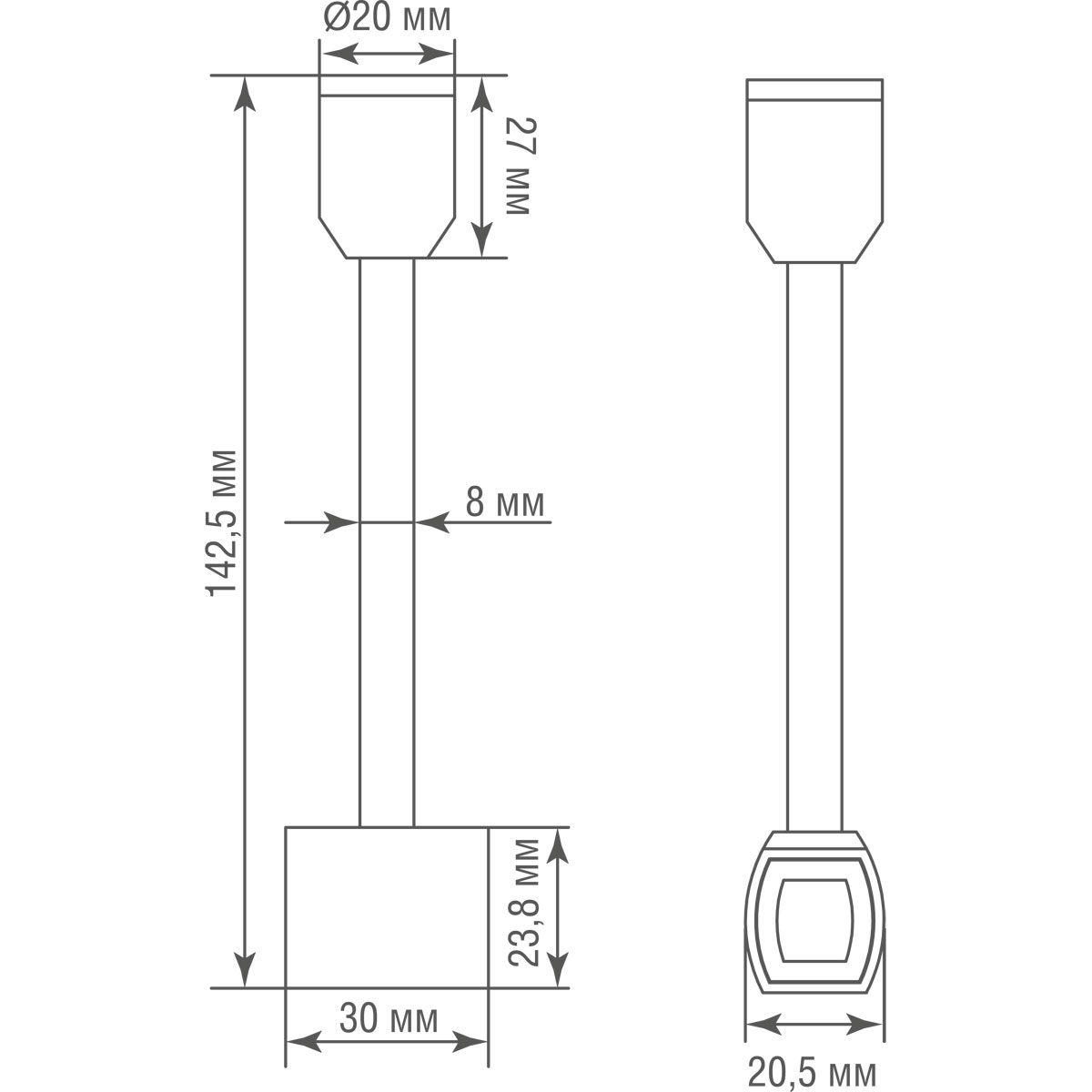 Токопроводящий прямой соединитель Donolux Code 1.2 Connector 180 H135 BBr DL20224 в Санкт-Петербурге