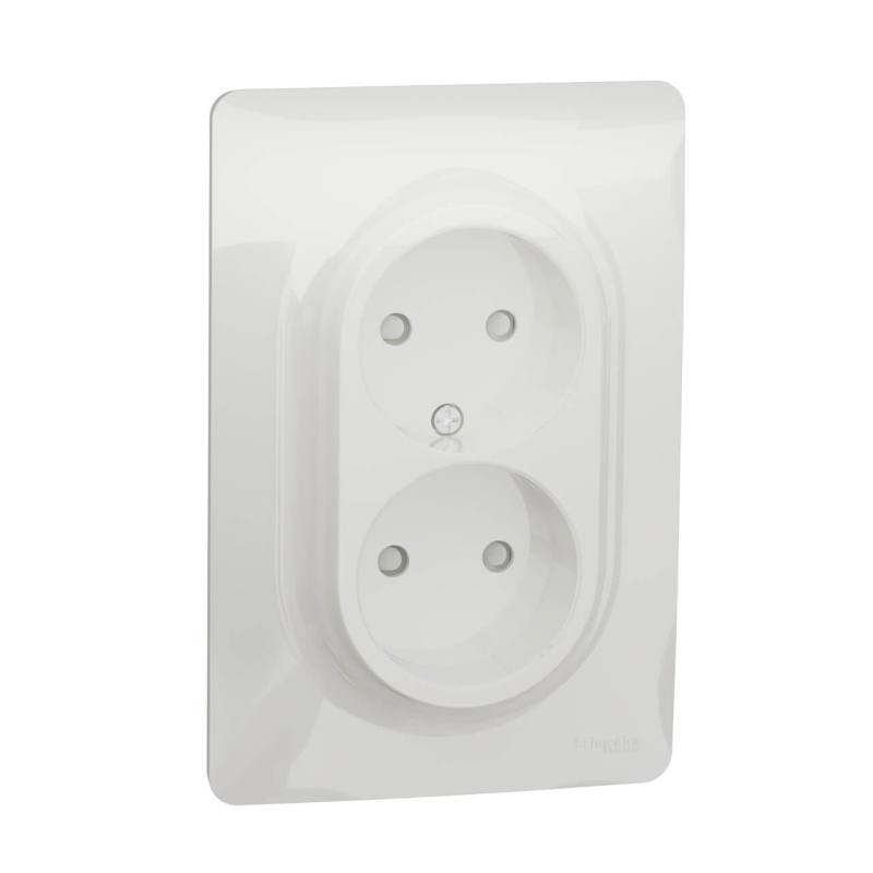 Розетка двойная без заземления со шторками Schneider Electric Unica New NU206344 в Санкт-Петербурге