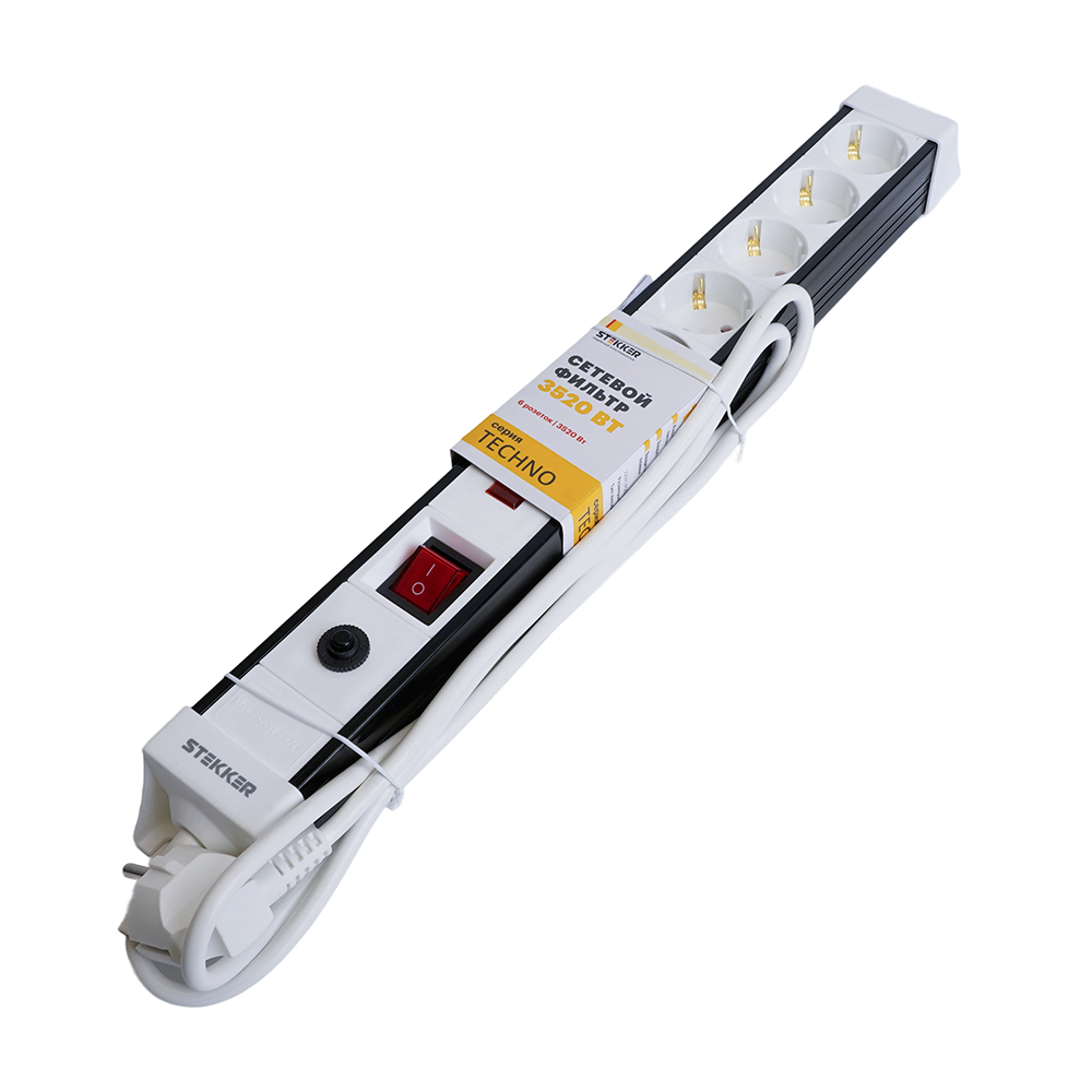 Сетевой фильтр 6-местный с/з Stekker Techno HM22-61-03 50151 в Санкт-Петербурге
