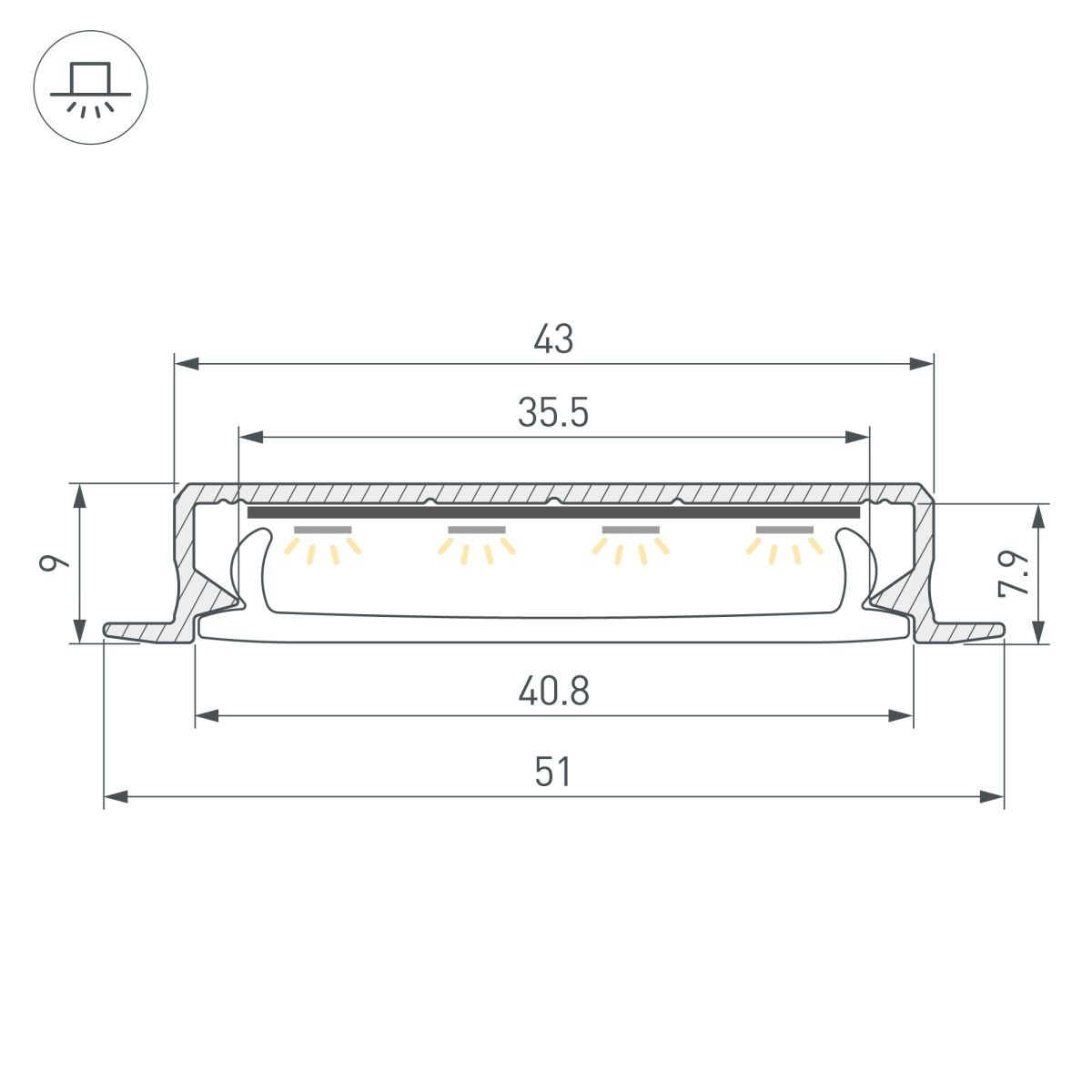 Профиль Arlight SL-LINIA40-F-H9-2000 ANOD (Алюминий) 063906 в Санкт-Петербурге