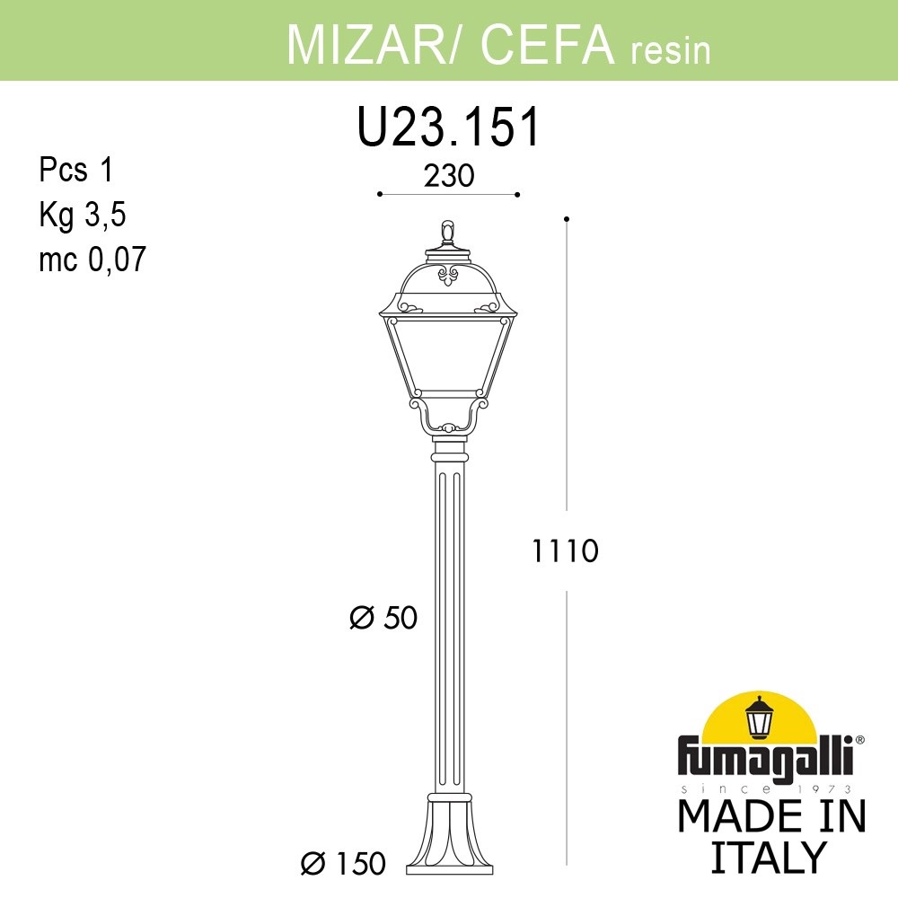 Ландшафтный светильник Fumagalli MIZAR.R/CEFA U23.151.000.AXE27 в Санкт-Петербурге