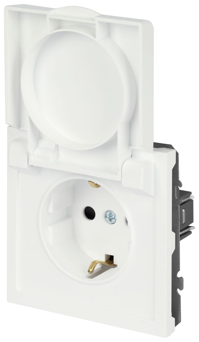 Розетка Эра Galaxy 15-2103-08 c заземлением 2P+E Schuko со шторками с крышкой 16А-250В IP20 белый матовый Б0070672 в Санкт-Петербурге