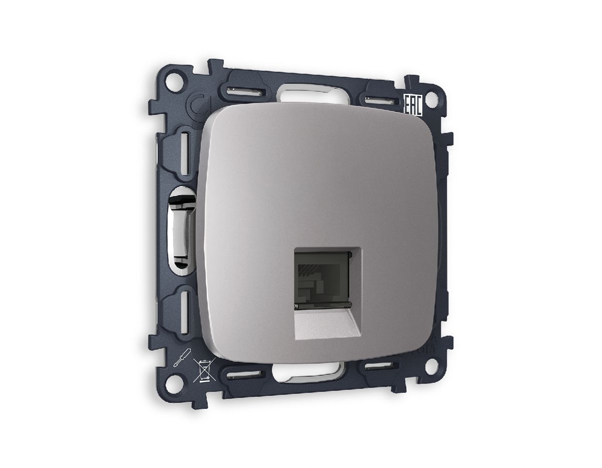 Комплект механизма телефонной розетки RJ-11(4P4C) со шторкой Ambrella Volt Omega MO512030 в Санкт-Петербурге