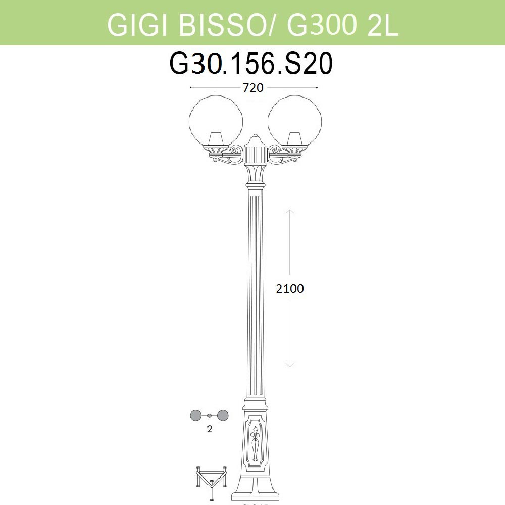 Уличный фонарь Fumagalli Gigi Bisso/G300 2L G30.156.S20.BXE27 в Санкт-Петербурге