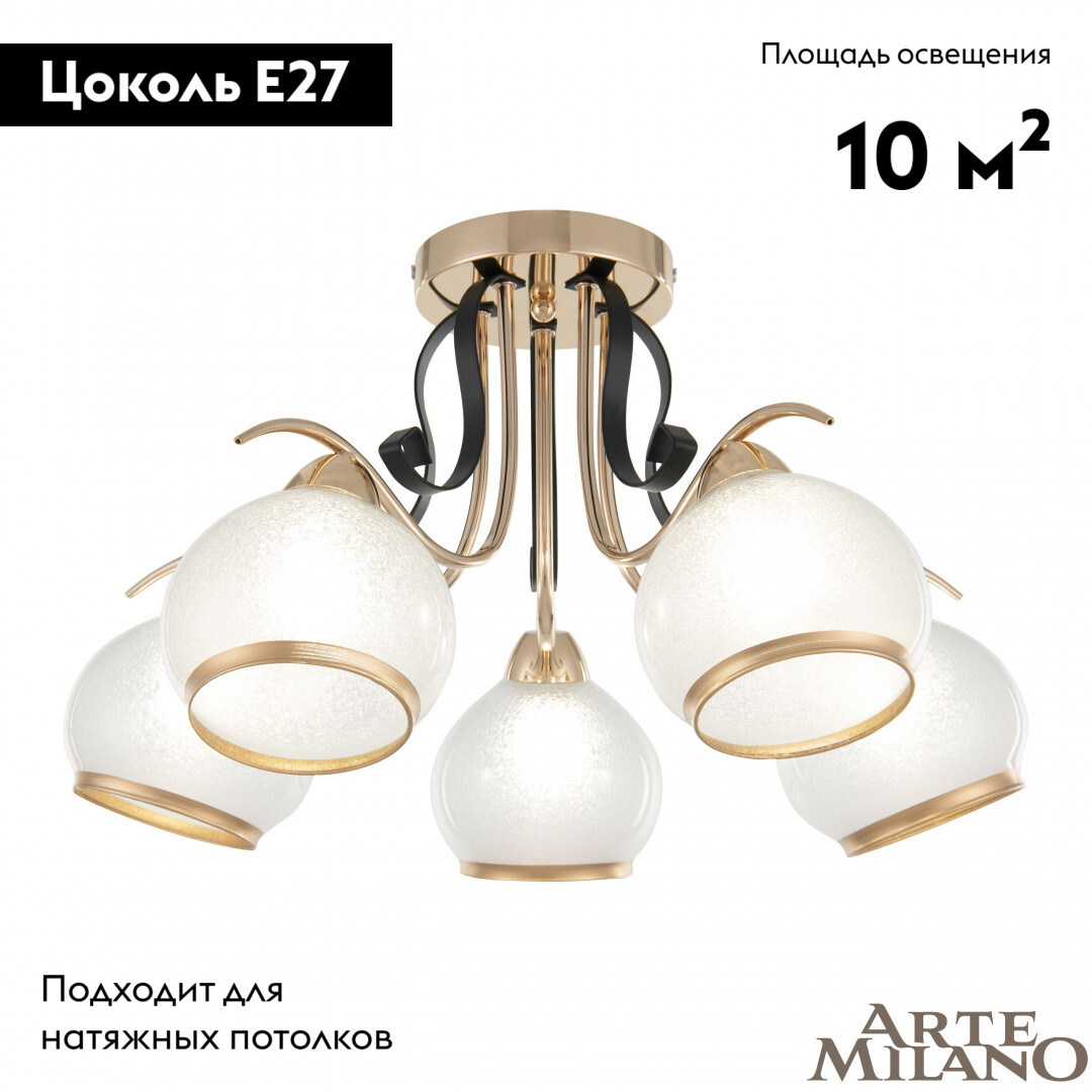 Потолочная люстра Arte Milano Amalfi 323306/5 FG+BK в Санкт-Петербурге