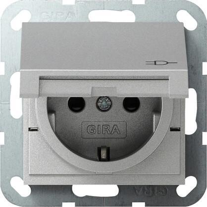 Розетка Gira System 55 Schuko с/з со шторками крышкой 16A 250V безвинтовой зажим алюминий 041426 в Санкт-Петербурге