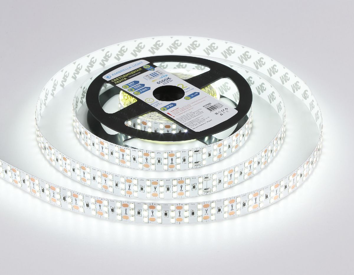 Светодиодная лента трехрядная Ambrella Light LED Strip 24В 2835 26Вт/м 6500K 5м IP20 GS3903 в Санкт-Петербурге