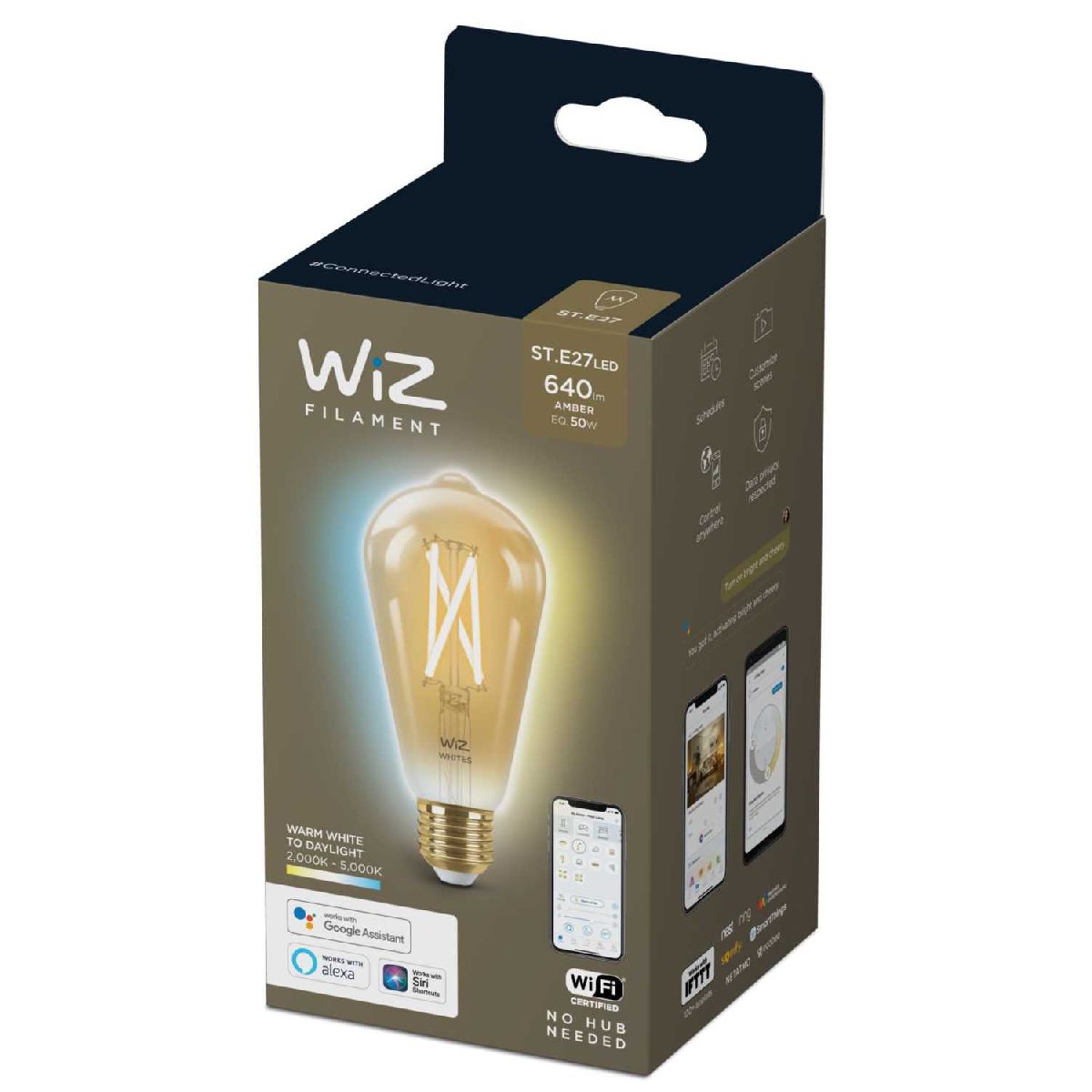 Умная светодиодная лампа Wiz Wi-Fi BLE50WST64E27920-50Amb1PF/6 E27 7W 2000/5000K 929003018701 в Санкт-Петербурге