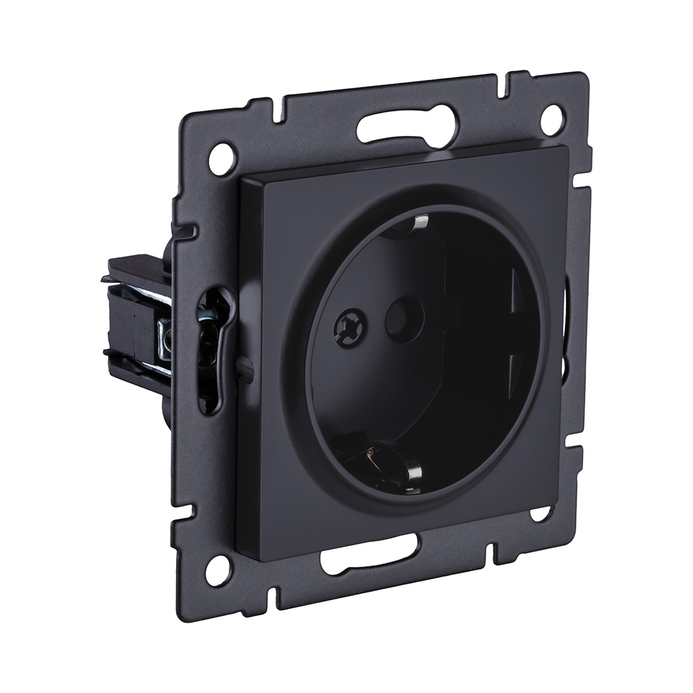 Розетка штепсельная SCHUKO 16A/250 В, черный матовый Kollinger REA-002BM для Aspekt, Eleganz, Reflex в #REGION_NAME_DECLINE_PP#