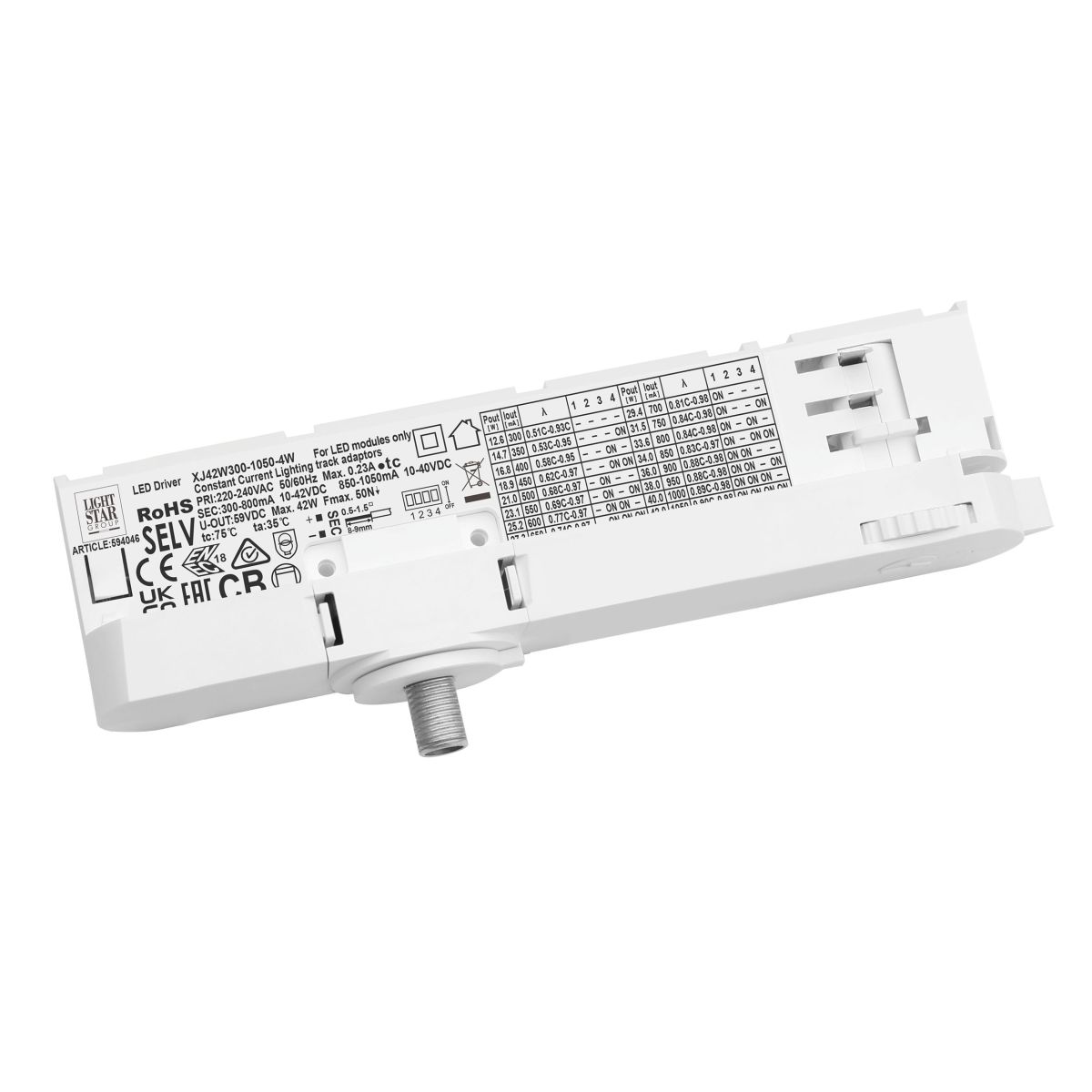 Адаптер с драйвером с DIP-switch для трековой системы Quattro Lightstar 594046 в #REGION_NAME_DECLINE_PP#