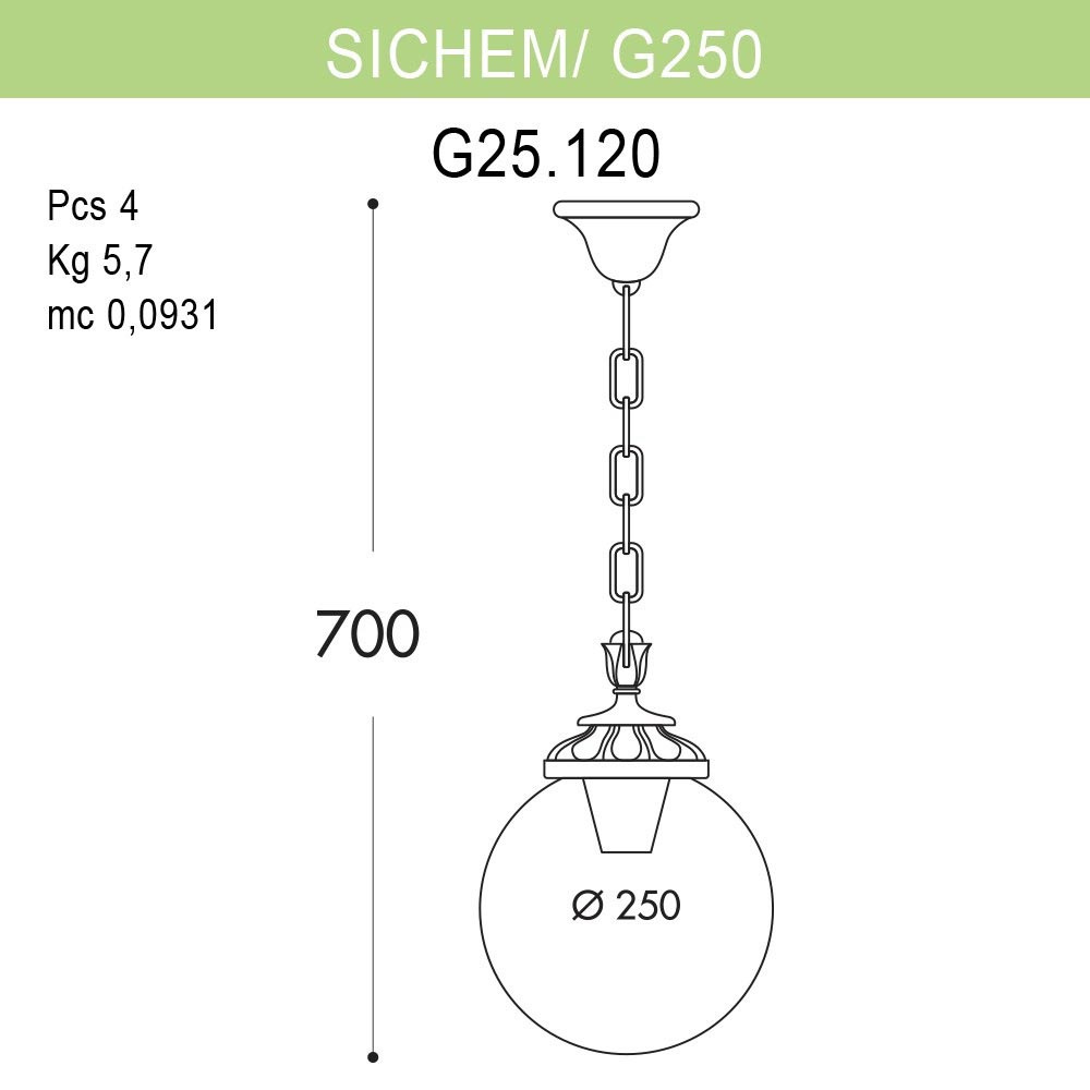 Уличный подвесной светильник Fumagalli Sichem/G250 G25.120.000.BYE27 в Санкт-Петербурге