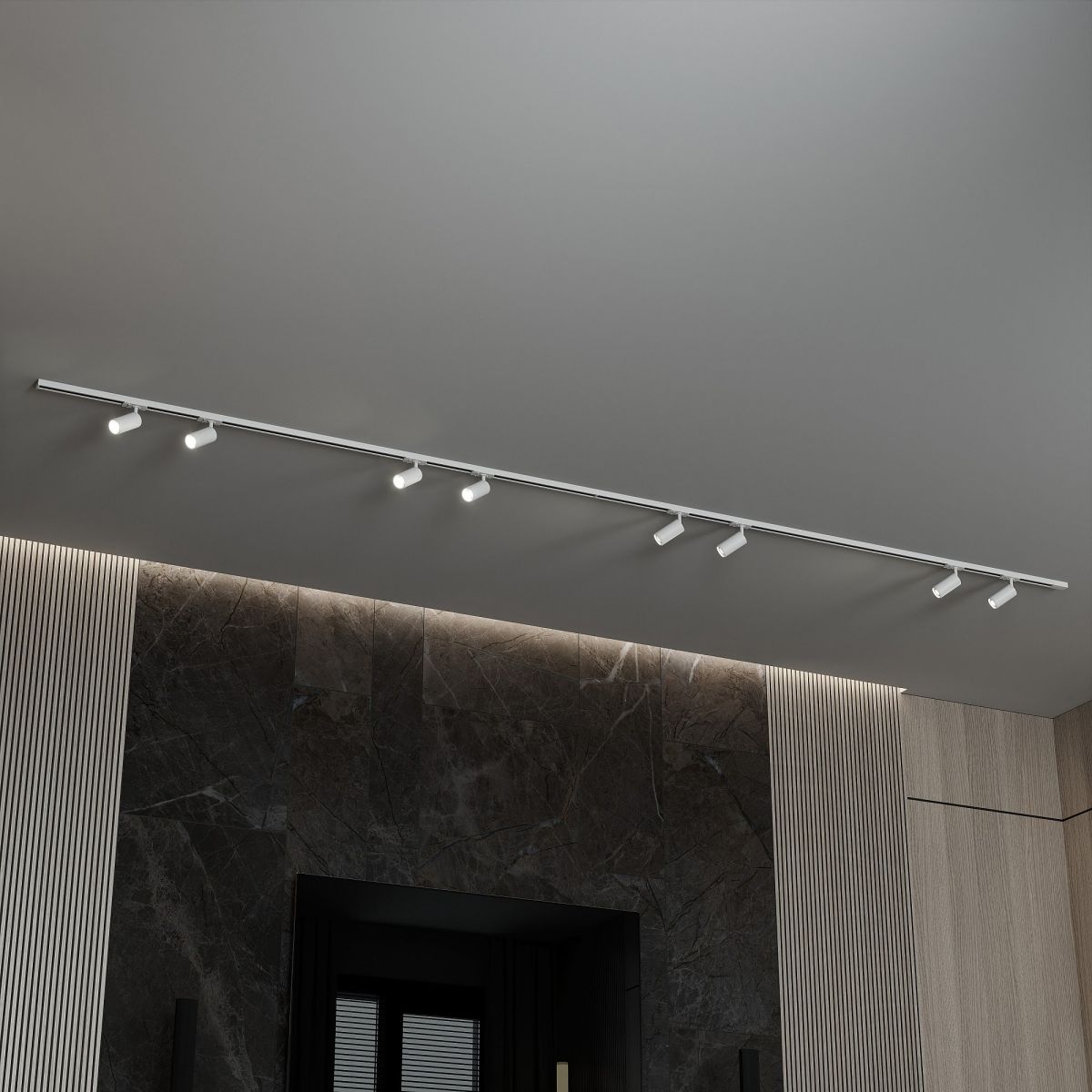 Трековая система со светильниками №3 однофазная накладная Skylite (220В, форма - прямая, 4м, 4000K) белая Hesby Lighting HSBL_kompl_S003_NI4W4K в Санкт-Петербурге