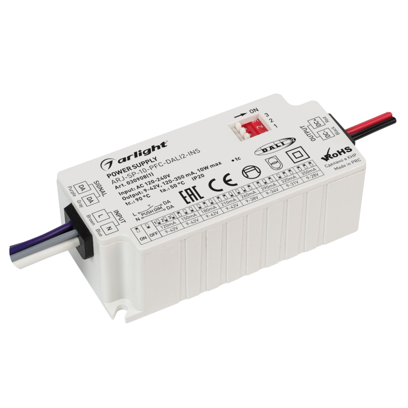 Блок питания Arlight ARJ-SP-10-PFC-DALI2-INS (10W, 9-42V, 0.12-0.35A) 030908(1) в #REGION_NAME_DECLINE_PP#
