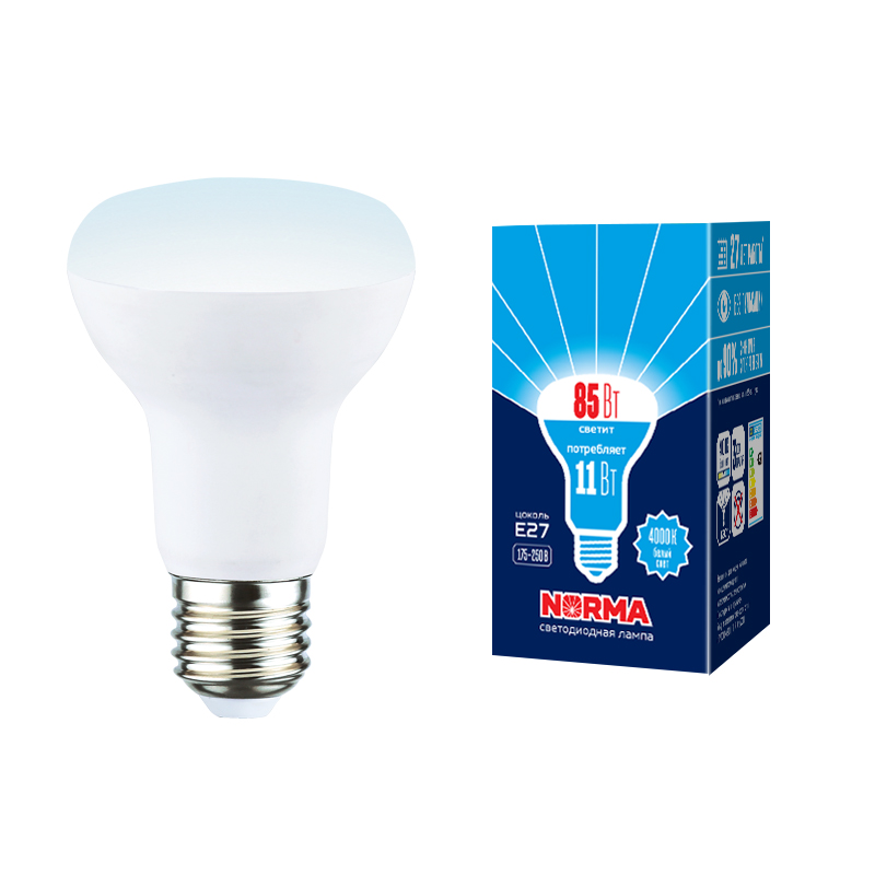 Лампа светодиодная Volpe Norma LED-R63-11W/4000K/E27/FR/NR картон UL-00005775 в Санкт-Петербурге