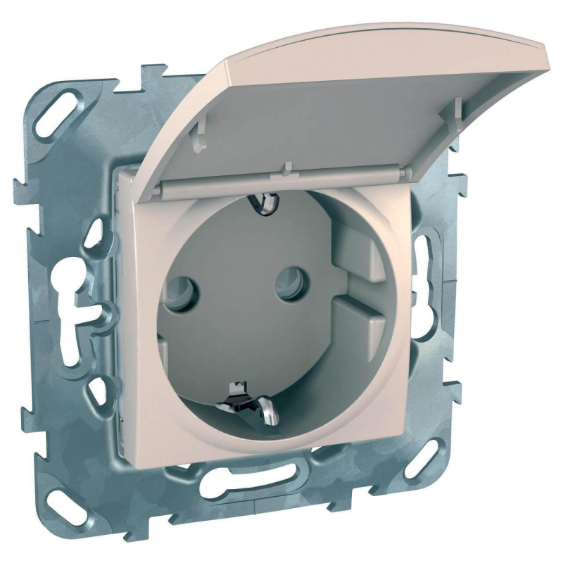 Розетка Schneider Electric Unica с/з со шторкамии крышкой 16A 250V MGU5.037.25TAZD в Санкт-Петербурге