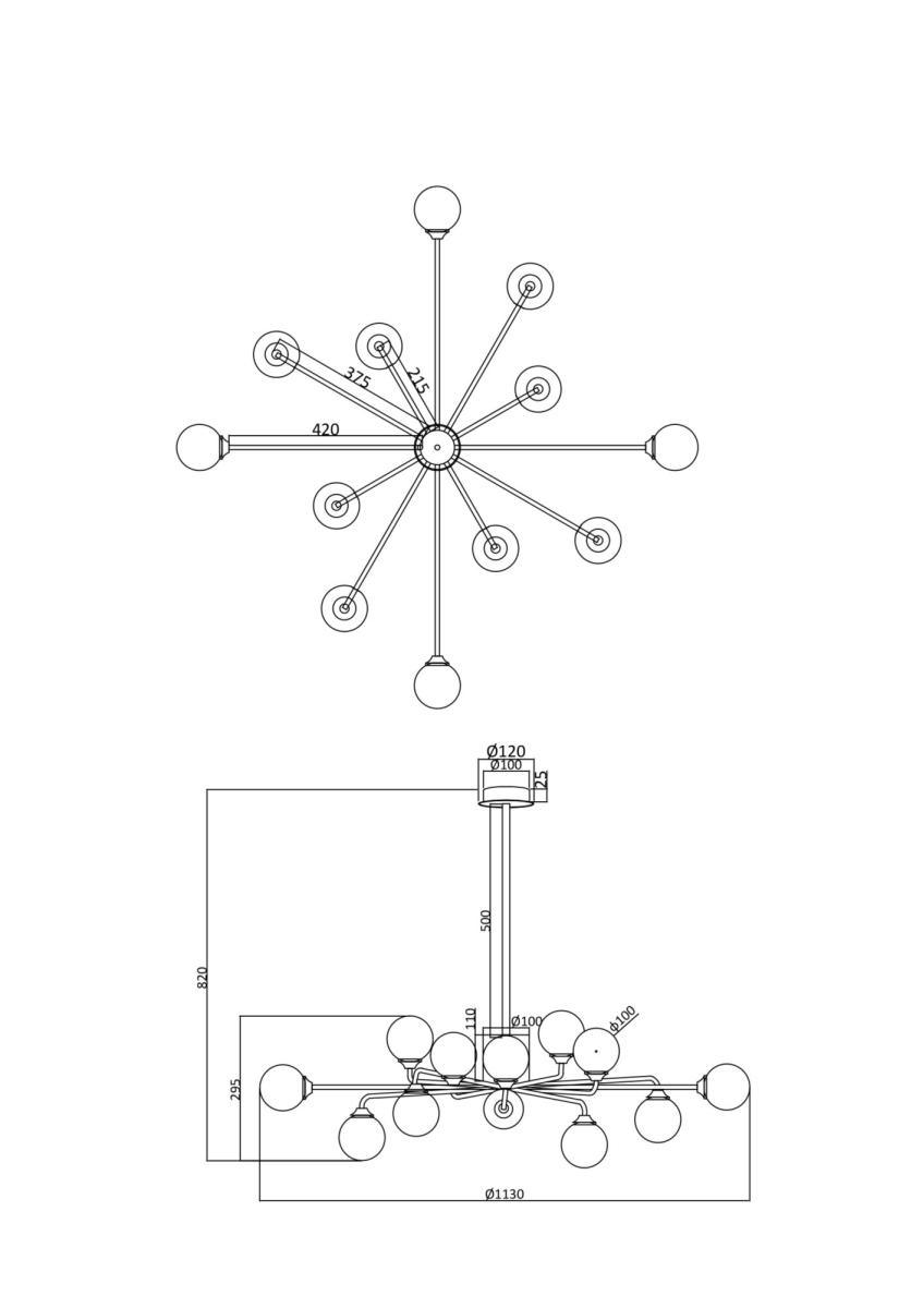 Люстра на штанге Freya Alexis FR5120PL-12G в Санкт-Петербурге