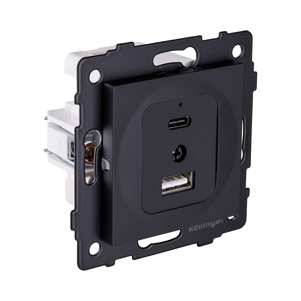 Розетка USB A+C 20W, черный матовый Kollinger REA-037BM для Aspekt, Eleganz, Reflex в #REGION_NAME_DECLINE_PP#