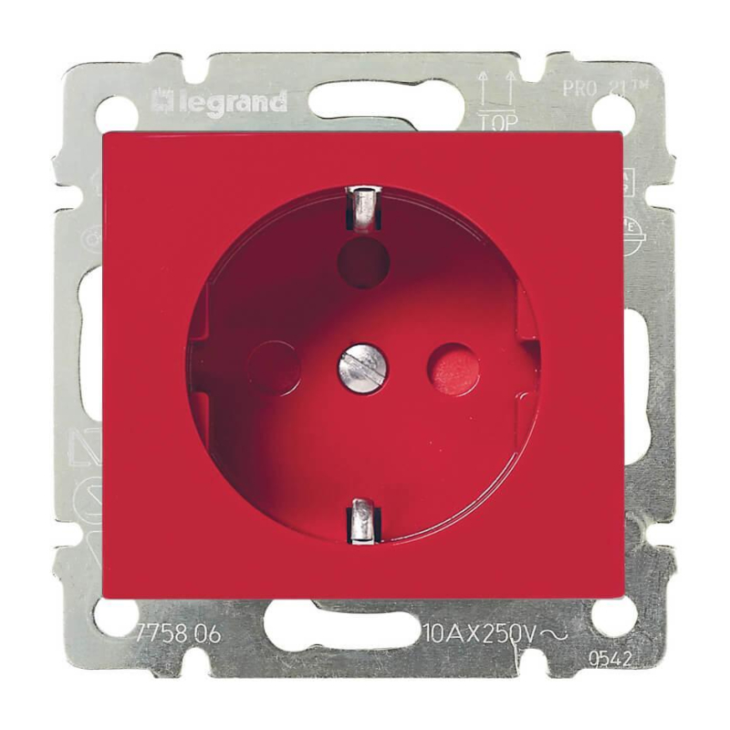 Розетка 2К+З Legrand Valena 16A 250V с/з со шторками винтовой зажим красная 774327 в Санкт-Петербурге