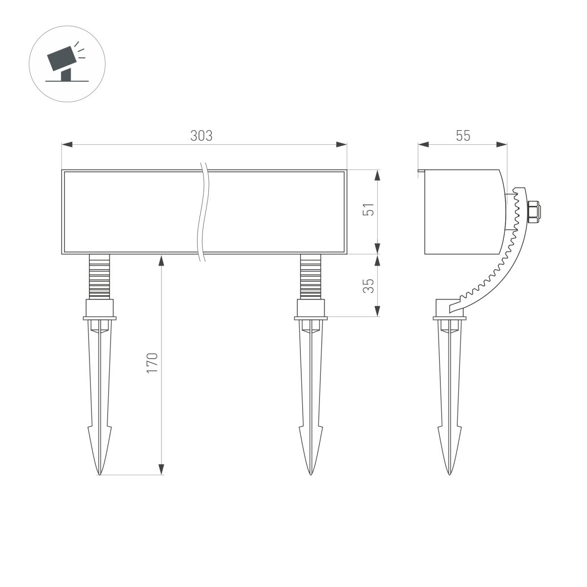 Ландшафтный светильник Arlight KT-BASOMI-12W Warm2700 (Серый, 60x100 deg, 24V) (IP65 Металл) 063905 в Санкт-Петербурге