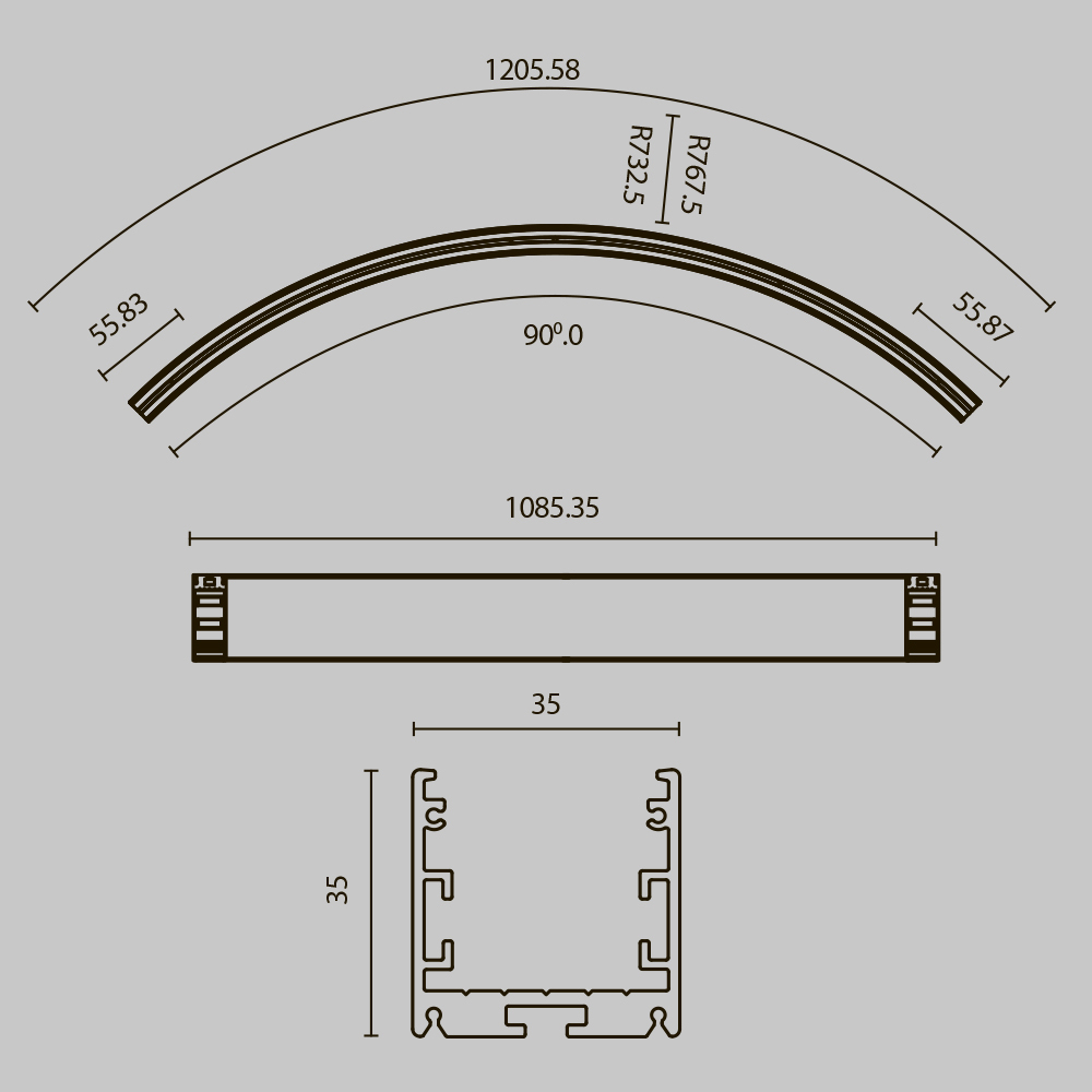 Радиусный профиль Maytoni Led strip ALM-3535R-B-D-90°-1.5M в Санкт-Петербурге