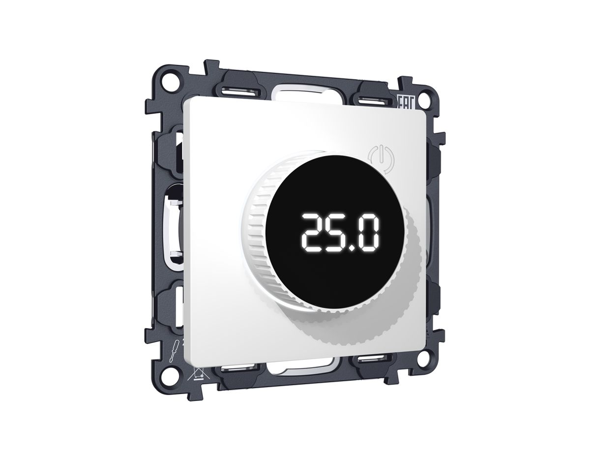 Комплект механизма терморегулятора теплого пола с цифровым дисплеем с подсветкой 16A-250V Alfa Белый матовый Quant Ambrella Volt MA125810 (AP1258, VM1385) в Санкт-Петербурге