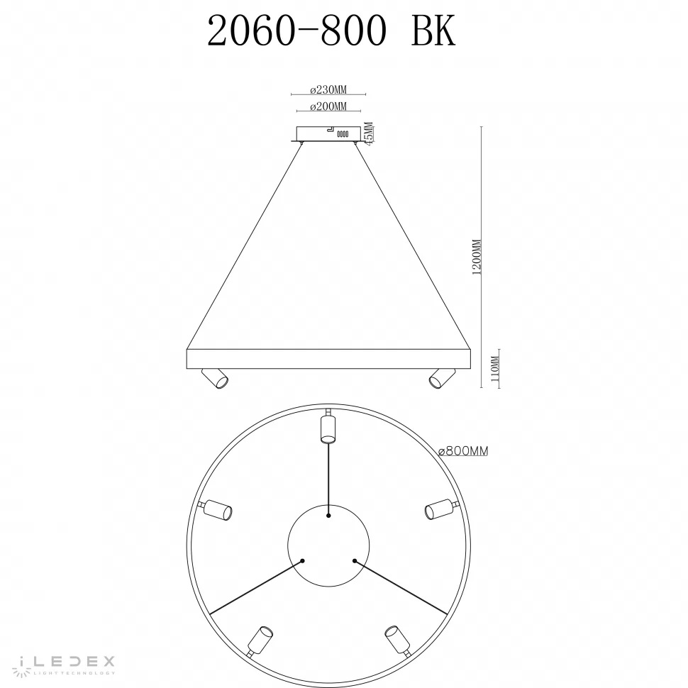 Подвесная люстра iLedex Vision 2060-D800 BK в Санкт-Петербурге