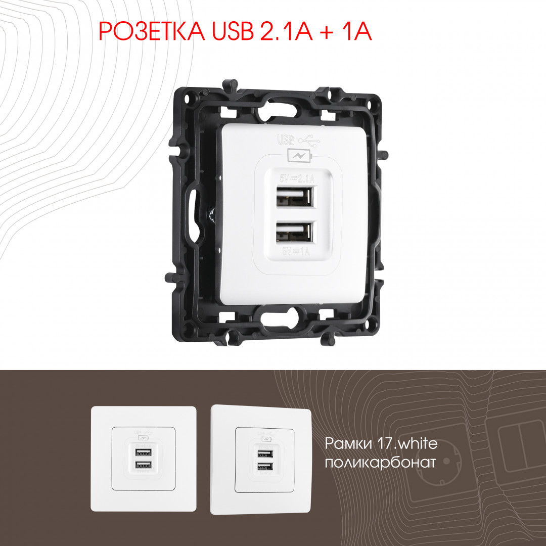 Розетка USB 2.1А+1А Arte Milano 217.46-1.white в Санкт-Петербурге