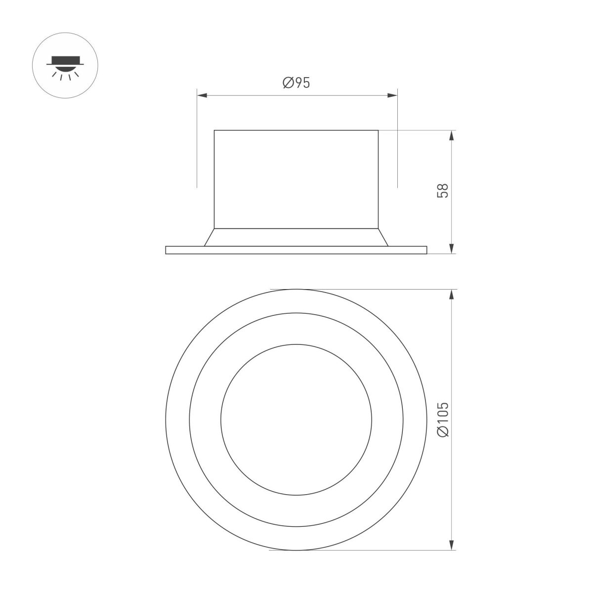 Встраиваемый светильник Arlight MS-DROP-BUILT-R105-14W Warm2700 054708 в Санкт-Петербурге