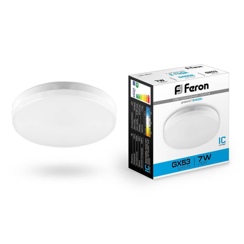 Лампа светодиодная Feron GX53 7W 6400K Таблетка Матовая LB-451 25866 в #REGION_NAME_DECLINE_PP#